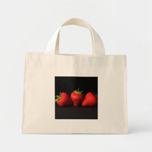 Bolsa Tote Mini Três Morangos Em Tcna Preta