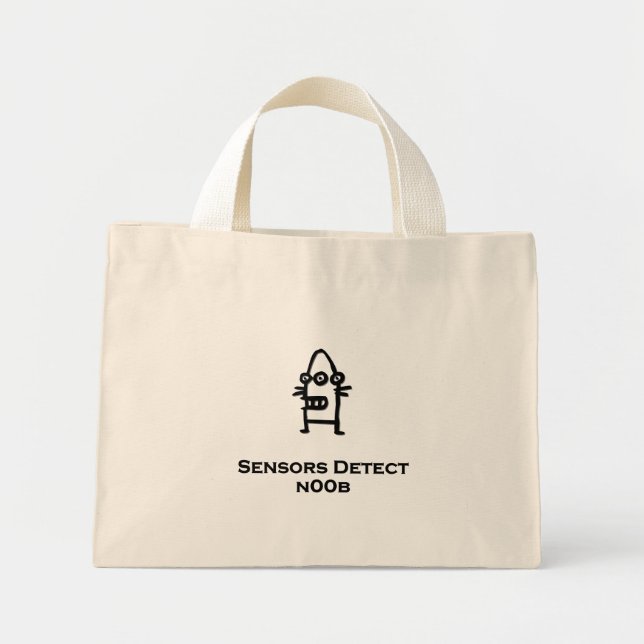 Bolsa Tote Mini Três Sensores de Bot de Olho Detectam n00b (Frente)