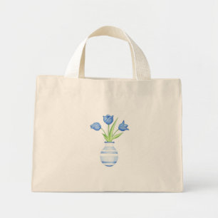 Bolsa Tote Mini Tulipas Azuis - Saco Azul