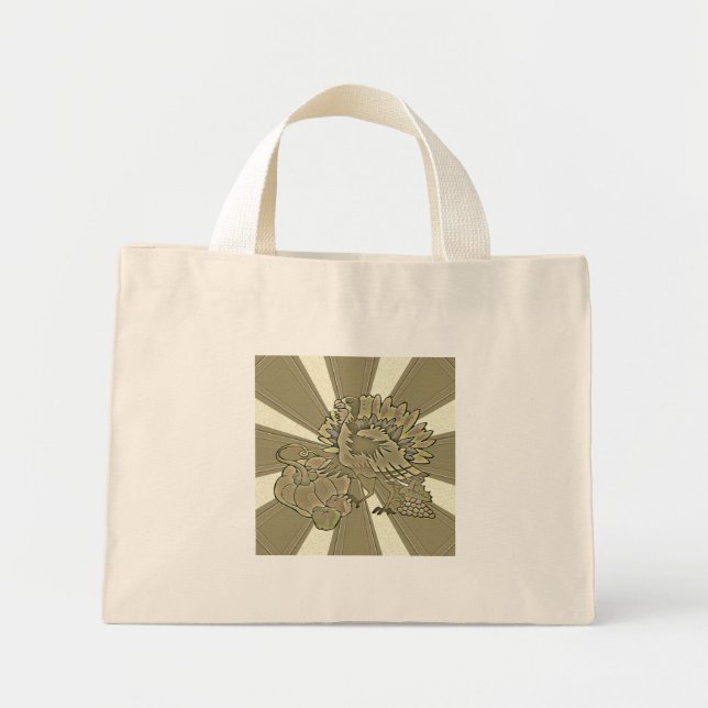 Bolsa Tote Mini Turquia no Dia de Ação de Graças - (Frente)