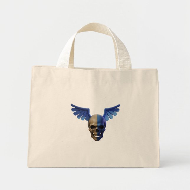 Bolsa Tote Mini Two-Toned Skull with Blue Stylized Wings (Frente)