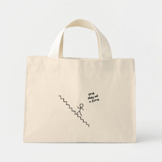 Bolsa Tote Mini "um passo de cada vez", coloque o homem no saco da