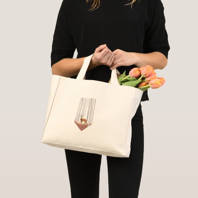 Bolsa Tote Mini Veado na floresta de Birch (Frente (produto))
