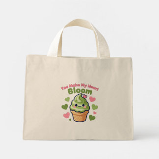 Bolsa Tote Mini Você Faz Meu Coração Florescer Cute Kawaii Matcha