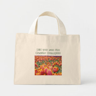Bolsa Tote Mini Você viu o coelho da Páscoa? Bolsas de Flores de T
