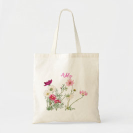 Bolsa Tote Minialista Floral Botânico Cor de Água Rosa