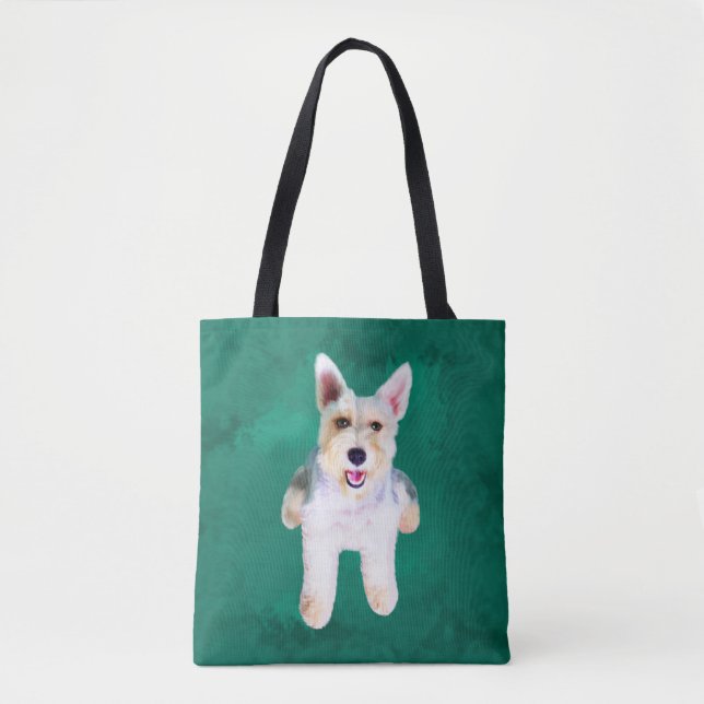 Bolsa Tote Miniatura Schnauzer Cão Cachorro - Pintura de Cura (Frente)