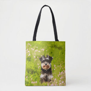 Bolsa Tote Miniatura Schnauzer — Pintura De Cor De Água