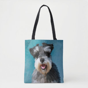 Bolsa Tote Miniatura Schnauzer — Pintura De Cor De Água