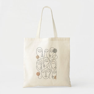 Bolsa Tote Mínima Arte de Linha Enfrenta Saco