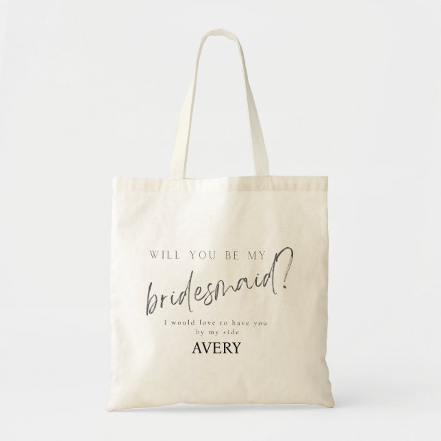 Bolsa Tote Mínima Moderna Tipografia Casada Bridesmaid Gift (Frente)
