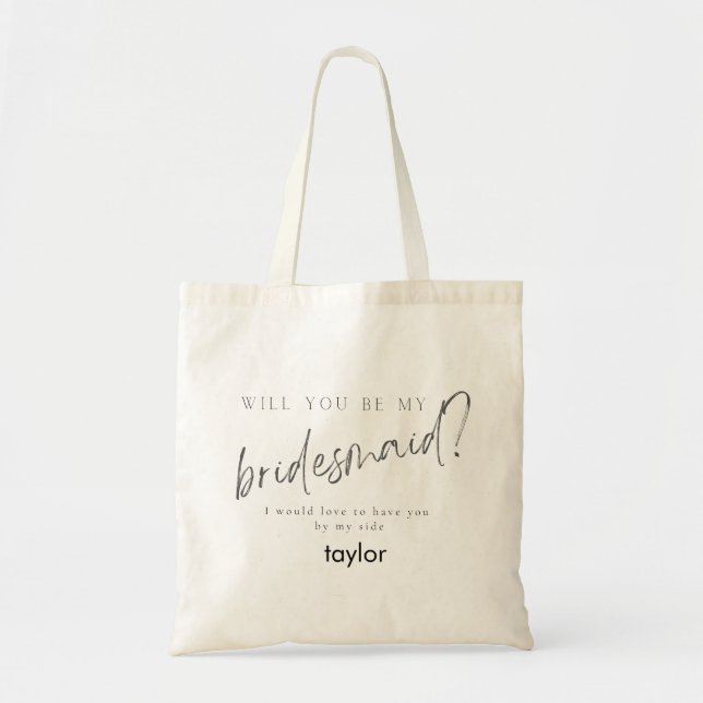 Bolsa Tote Mínima Moderna Tipografia Casada Bridesmaid Gift (Frente)