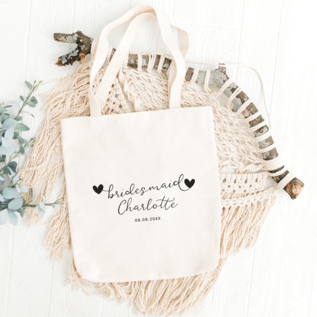 Bolsa Tote Mínima Moderna Tipografia Casada Bridesmaid Gift (Criador carregado)