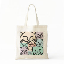 Minimal Cats Line Art Collage Tote Bag