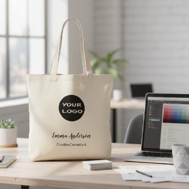 Bolsa Tote Minimal Modern Professional | Your Logo (Criador carregado)