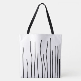 Bolsa Tote Minimalismo das Linhas Brancas Negras de abstrato