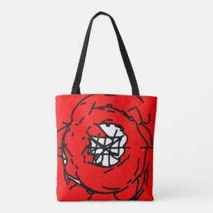 Bolsa Tote Minimalist Abstract Circular Expressionism in Red