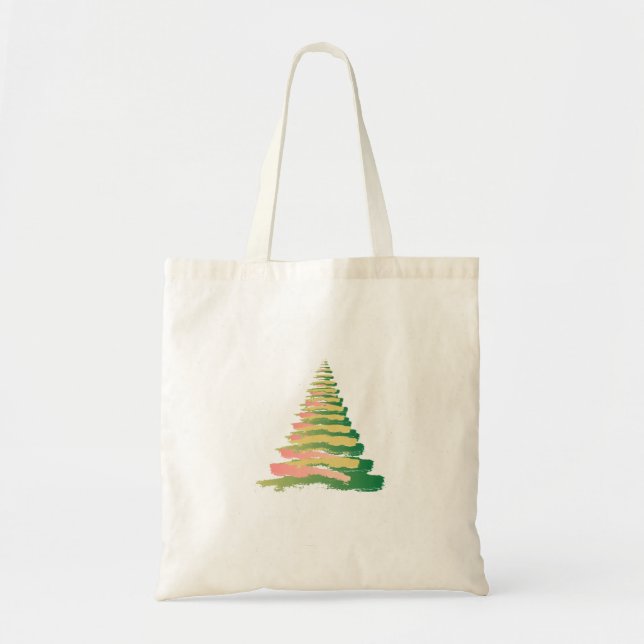 Bolsa Tote Minimalist Brushstroke Christmas Tree (Frente)