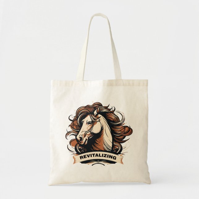 Bolsa Tote minimalist drawing of a horse (Frente)