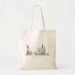 Bolsa Tote Minimalist New York City Skyline Line Art