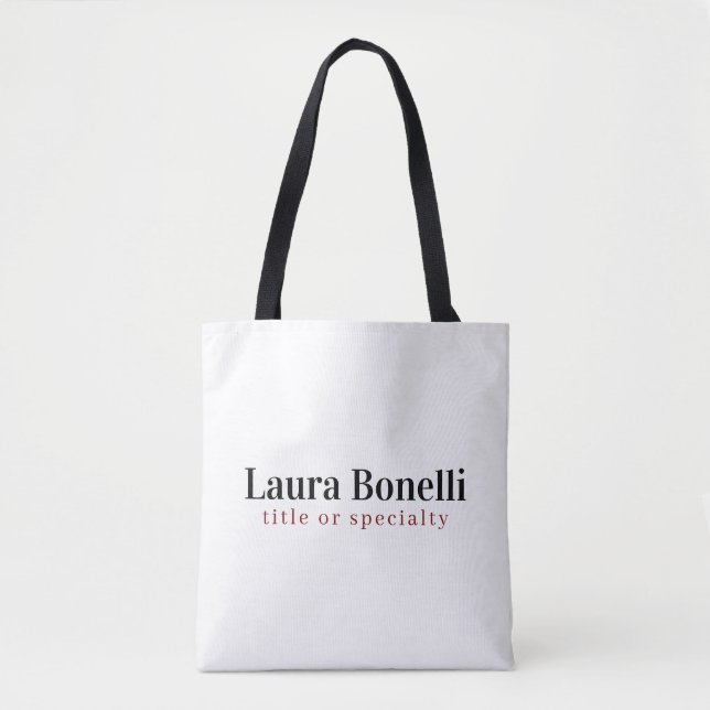 Bolsa Tote Minimalist Professional Modern Plain Name Title (Frente)