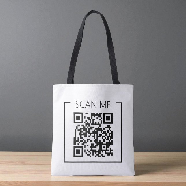 Bolsa Tote Minimalist QR Code Scan Me Business (Criador carregado)