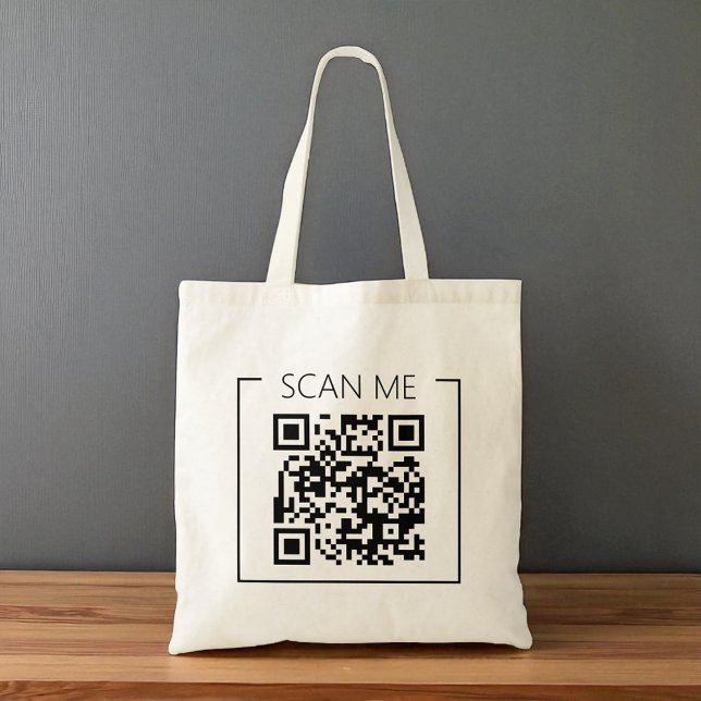 Bolsa Tote Minimalist QR Code Scan Me Business (Criador carregado)