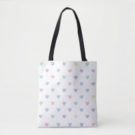 Bolsa Tote Minimalist Soft Pastel Heart Pattern  
