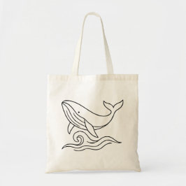 Bolsa Tote Minimalist Whale Line Art – Ocean Animal
