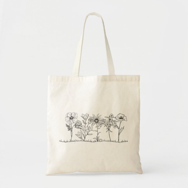 Bolsa Tote Minimalist Wildflower Tote Bag  (Frente)