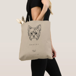 Bolsa Tote Minimalista de Yorkie   Nome do Pet Per