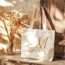 Bolsa Tote Minimalista Elegante Areia Monograma Damas de Honr