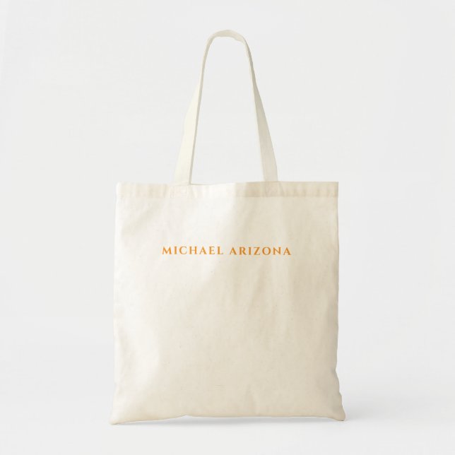 Bolsa Tote Minimalista Moderno Simples Plano Nome Próprio (Frente)