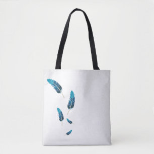 Bolsa Tote Minimalista Naval e Teal Penas Caindo 