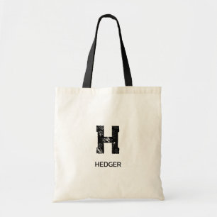 BOLSA TOTE MINIMALISTA PRETA MONOGRAMA DE UMA LETRA NOME NATU