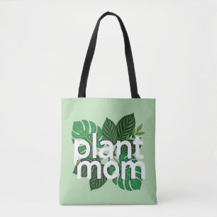 Bolsa Tote Minimalista Texto Branco Mãe Planta Botânica