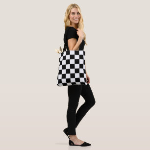 Bolsa Tote Minimalista Xadrez Retro – Streetwear Monocromátic