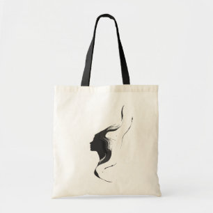 Bolsa Tote Mínimo Abstrato de rosto de mulher com cabelo de a