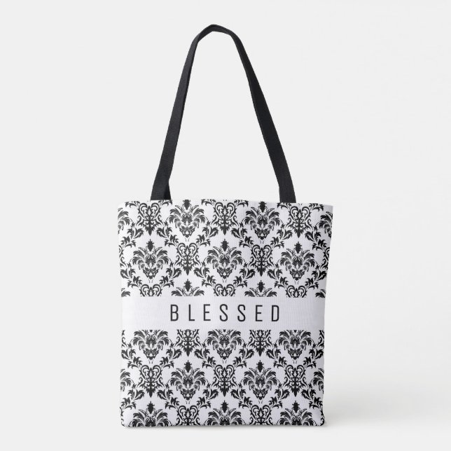 Bolsa Tote Mínimo BESSED, floral preto (Verso)