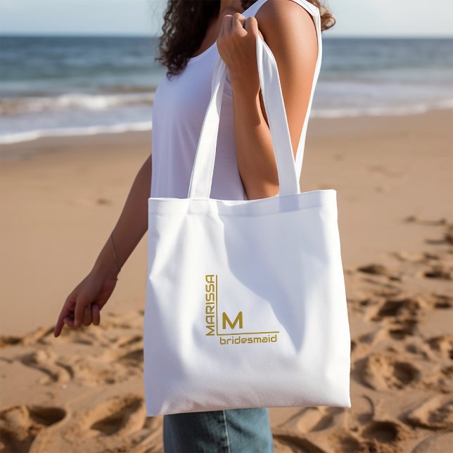Bolsa Tote Mínimo branco e Dourada ponte personalizada (Criador carregado)