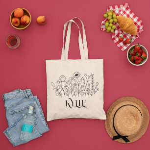 Bolsa Tote Mínimo de Flores Selvagens, bohemiam Mínimo Tote B