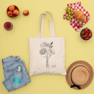 Bolsa Tote Mínimo de Flores Selvagens, bohemiam Mínimo Tote B
