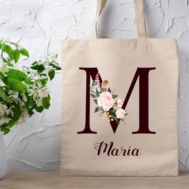 Bolsa Tote Mínimo - Letra M Blush - Presente Personalizado Fl (Criador carregado)