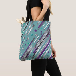 Bolsa Tote Mint green and Purple polka dot stripe
