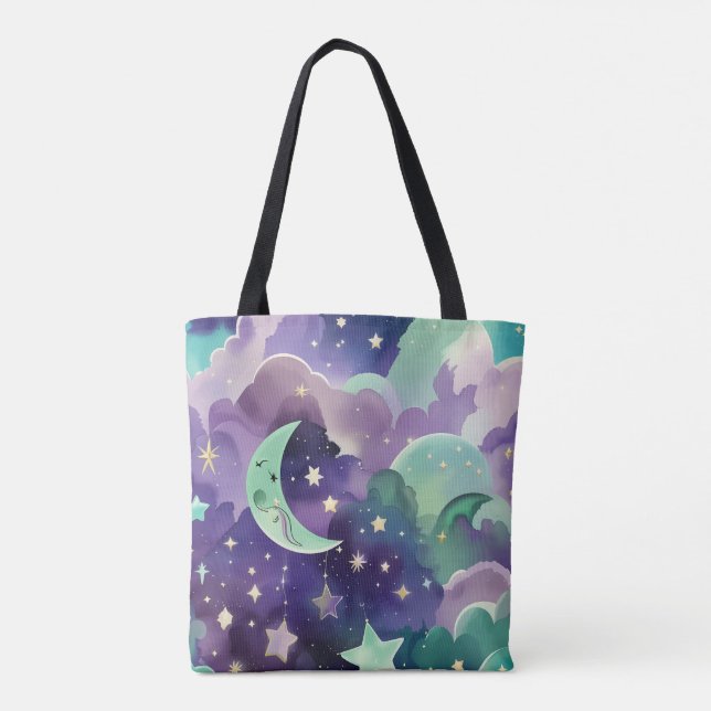 Bolsa Tote Mint Green Lilac Moon Calm Aesthetic (Verso)
