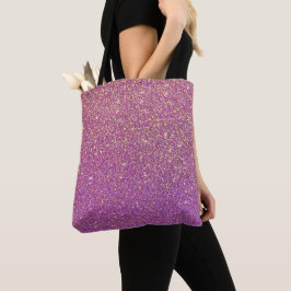 Bolsa Tote Minúscula Brilhante Moderno Rosa e Toalha Roxo