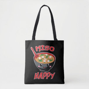 Bolsa Tote Miso Happy Funny Comida Kawaii