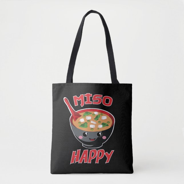 Bolsa Tote Miso Happy Funny Comida Kawaii (Frente)