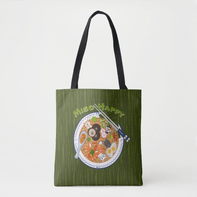 Bolsa Tote Miso Happy - Gatos Ramen Kawaii (Frente)