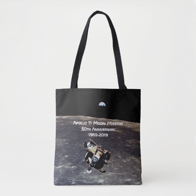 Bolsa Tote Missão histórica da Apollo 11 Lua 50º Aniversário (Frente)